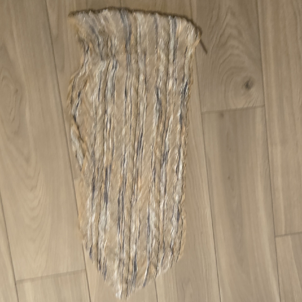 Infinity Loop Striped Scarf in Beige and Blue